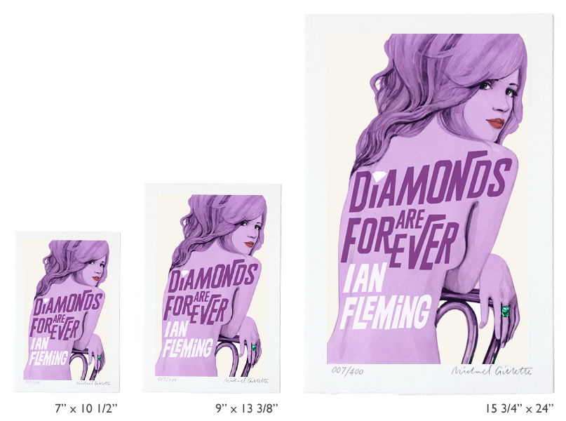 007 James Bond art Print Poster Diamonds are forever Gillette