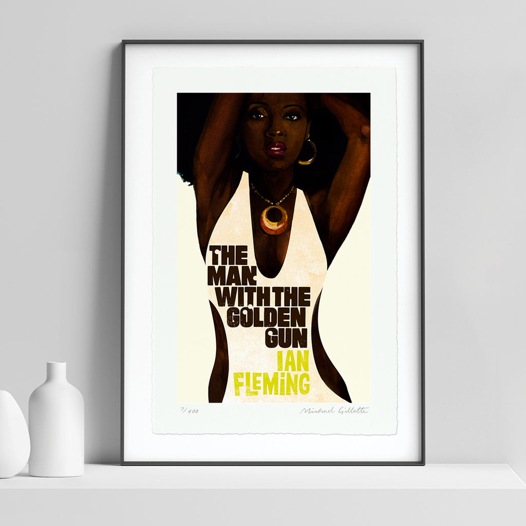 Man with the golden gun 007 James Bond book cover art print framed